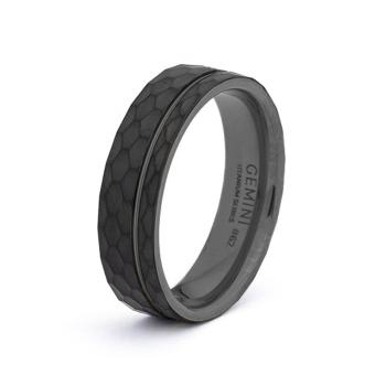 6 mm facettierter Volltitanring mit schwarzem Finish - Alter Black